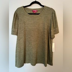 Olive green shirtsleeve T-shirt blouse.  3XL new with tags.